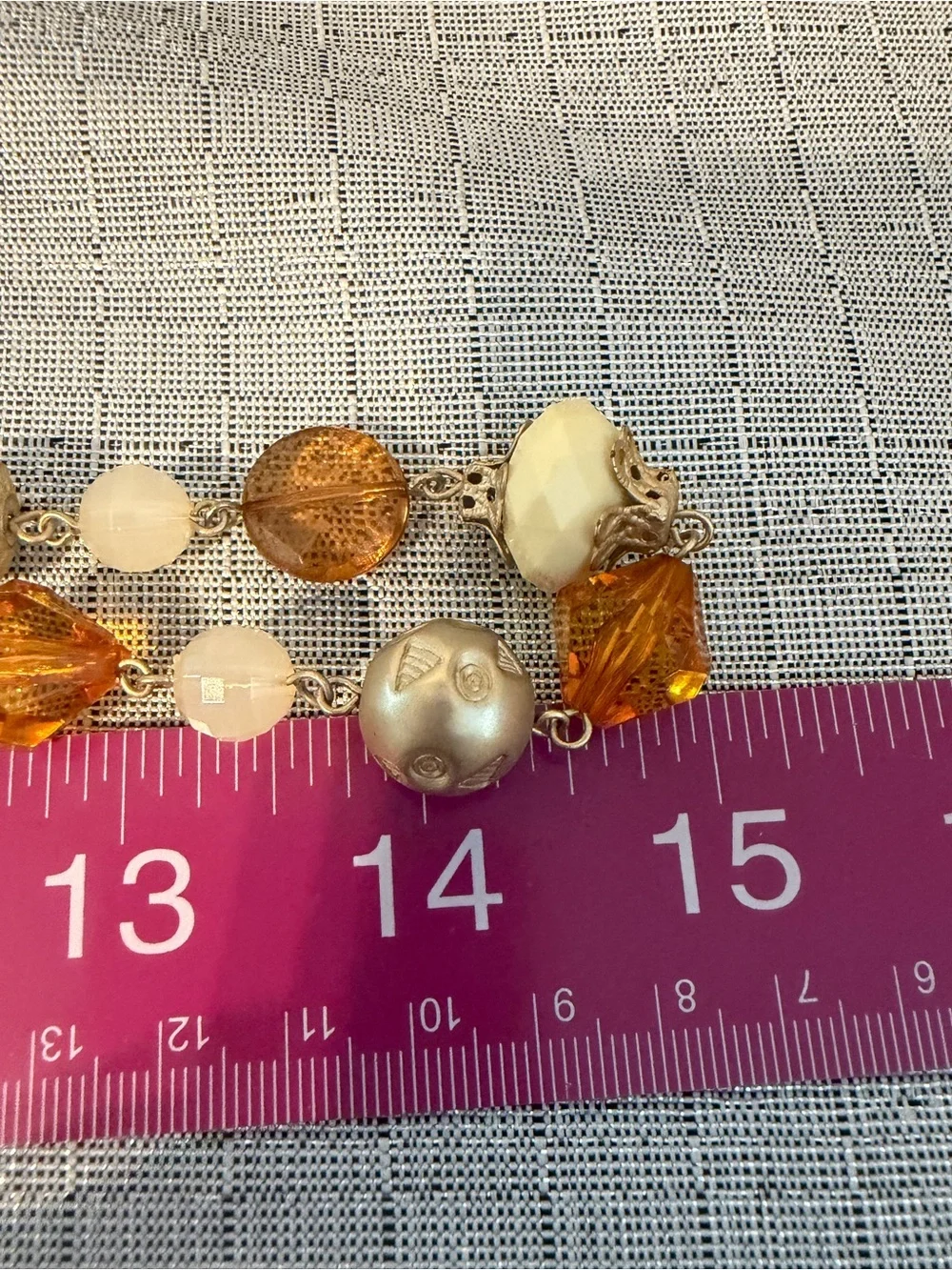 Elegant Multi-Bead Women’s Necklace in Amber, Olive and Cream